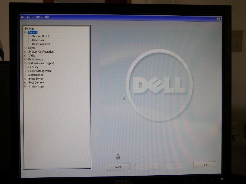Tela de configuração da BIOS DELL OptiPlex(TM) 780